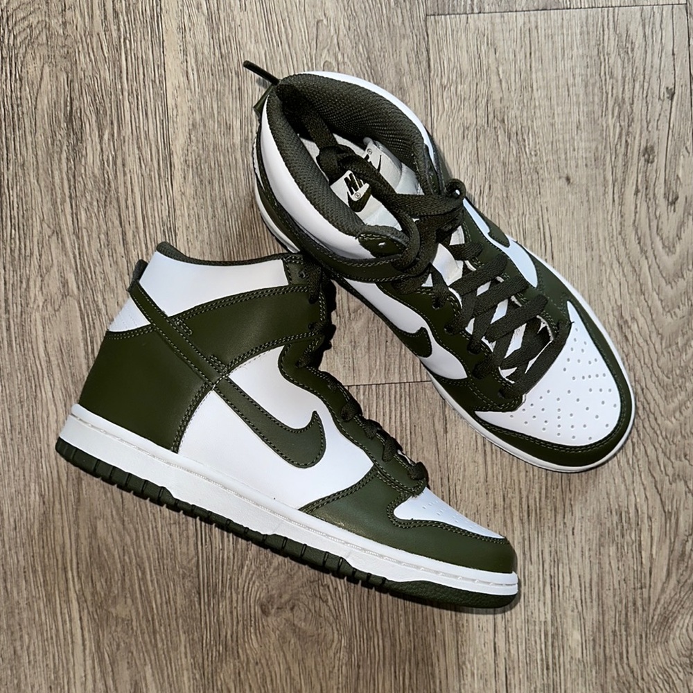 Nike Dunk High GS Olive and White Sneakers